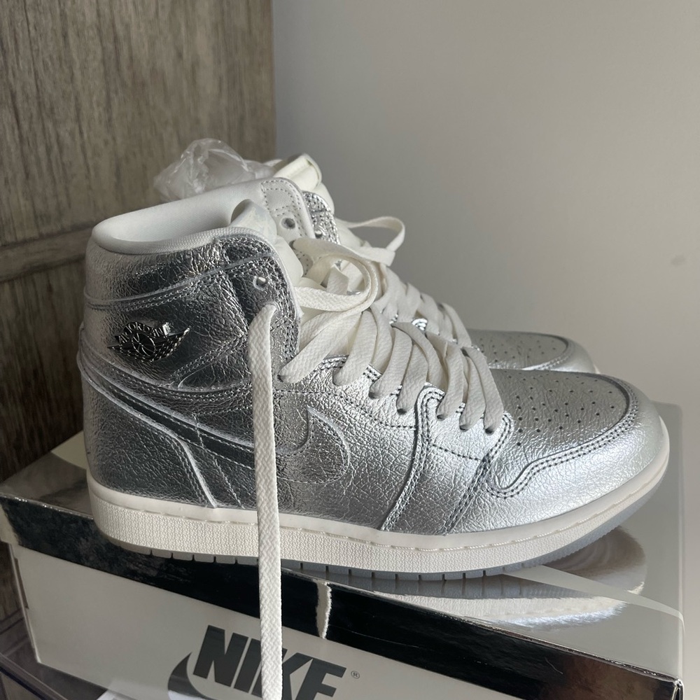 Nike Women's Metallic Silver Jordan One Sneakers